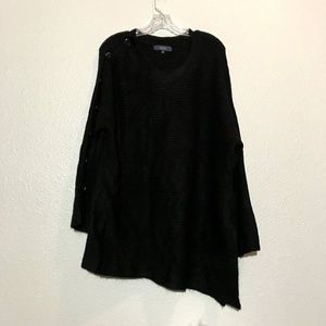 Rachel Roy Black Button Sleeve Sweater